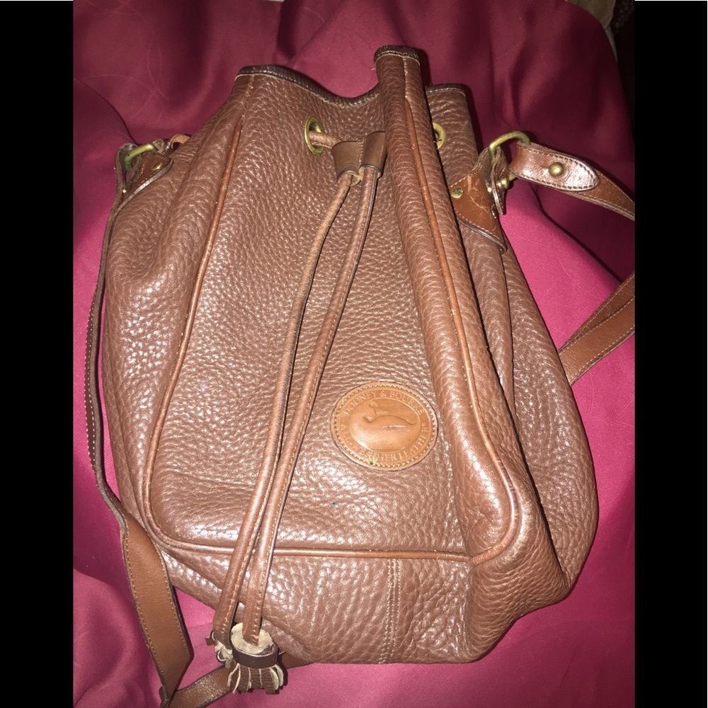 Dark chocolate drawstring bucket bag